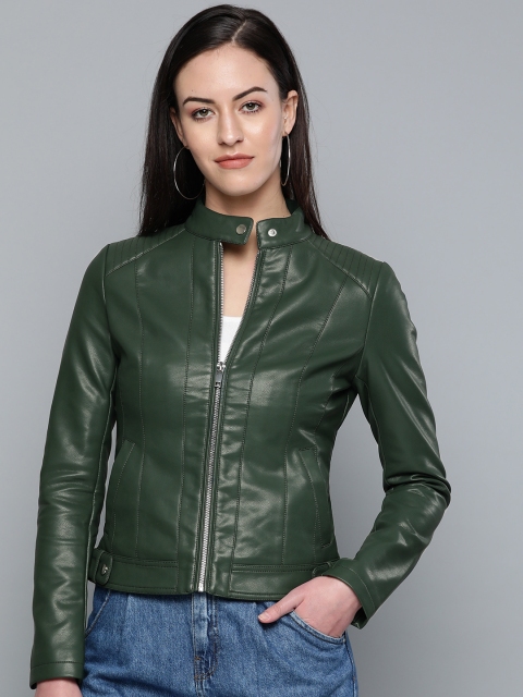 

VividArtsy Women Green Solid Tailored Jacket