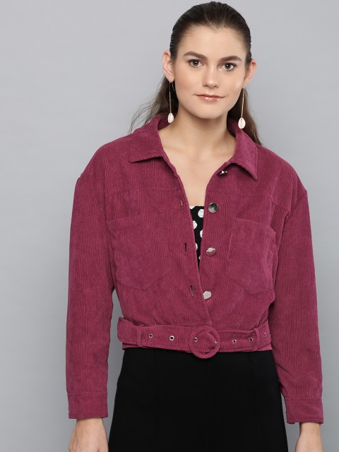 

VividArtsy Women Purple Solid Tailored Jacket