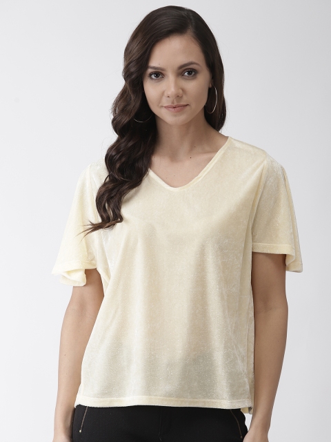 

Rue Collection Women Cream-Coloured Solid Boxy Top
