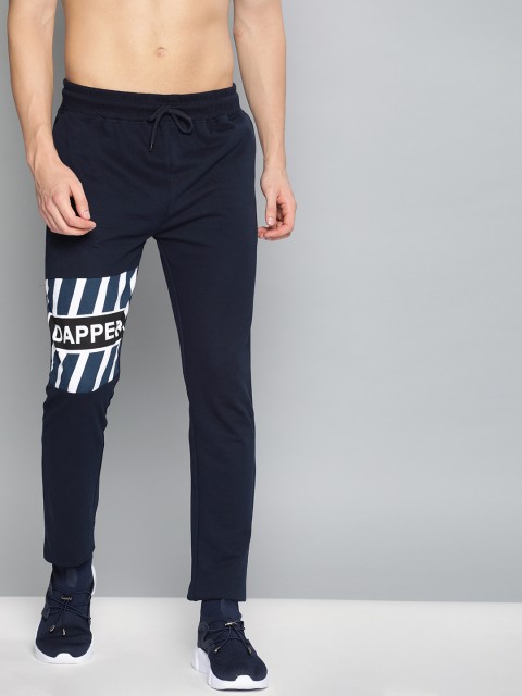 

HERE&NOW Men Navy Blue Printed Straight Fit Track Pants