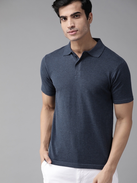 

The Roadster Lifestyle Co Men Navy Blue Solid Polo Collar T-shirt
