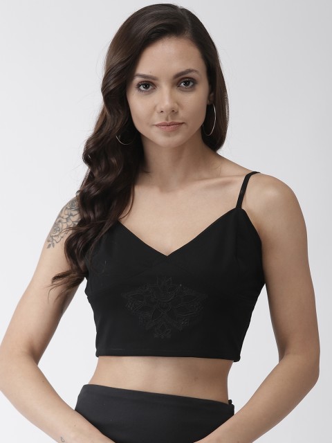 

Rue Collection Women Black Solid Crop Top