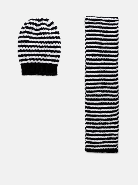 

Magic Needles Kids Black & White Handmade Cap and Scarf Set