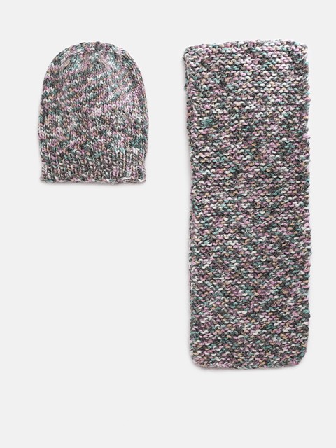 

Magic Needles Kids Multicolored Handmade Cap and Scarf Set, Multi