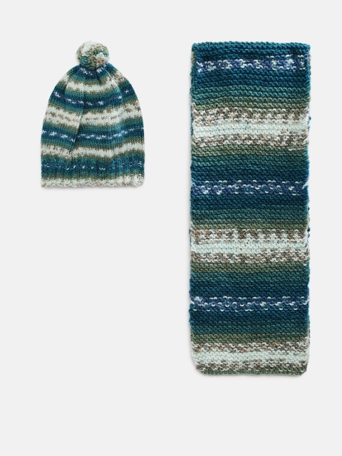 

Magic Needles Kids Multicolored Handmade Cap and Scarf Set, Multi