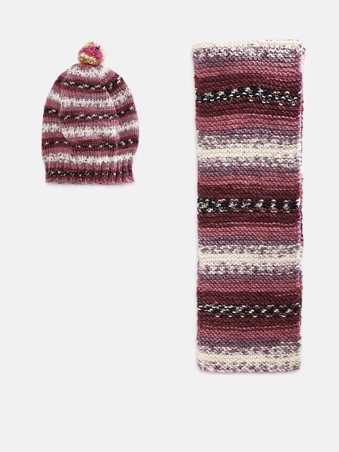 

Magic Needles Kids Multicolored Handmade Cap and Scarf Set, Multi