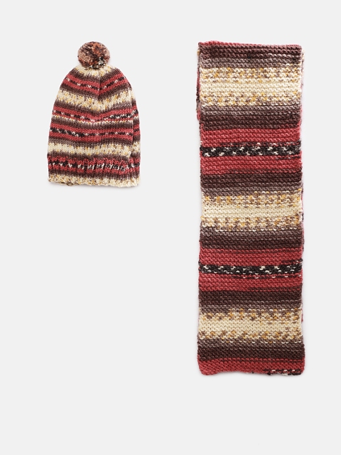 

Magic Needles Kids Multicolored Handmade Cap and Scarf Set, Multi