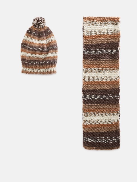 

Magic Needles Kids Multicolored Handmade Cap and Scarf Set, Multi
