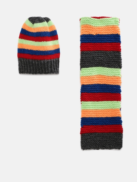 

Magic Needles Kids Multicolored Handmade Cap and Scarf Set, Multi