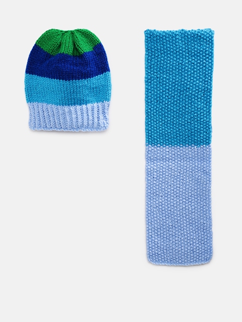 

Magic Needles Kids Multicolored Handmade Cap and Scarf Set, Multi