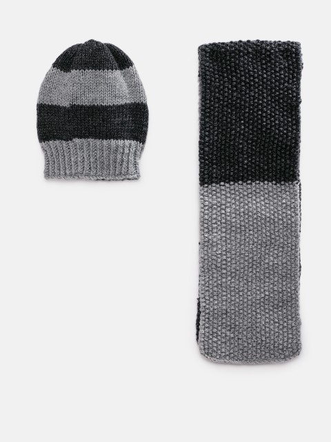 

Magic Needles Kids Black & Grey Handmade Cap and Scarf Set