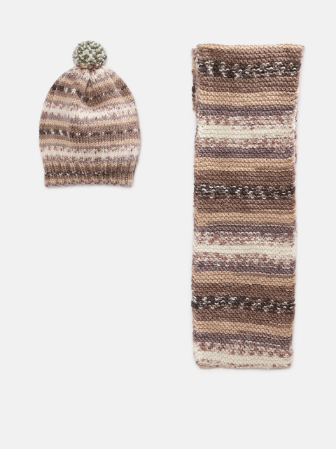 

Magic Needles Kids Multicolored Handmade Cap and Scarf Set, Multi