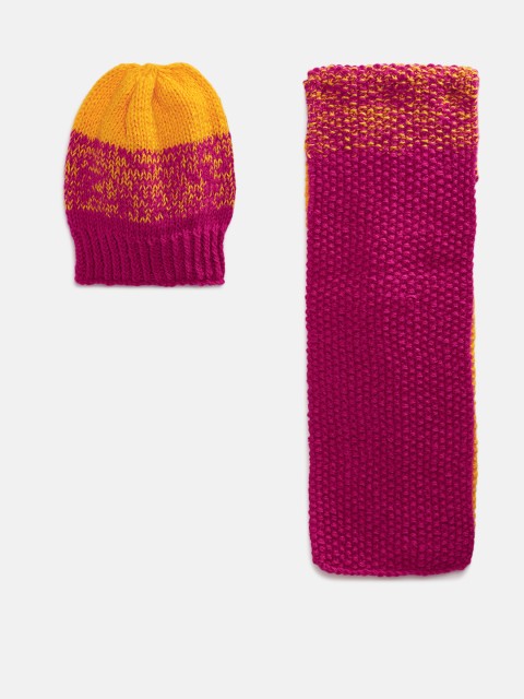 

Magic Needles Kids Multicolored Handmade Cap and Scarf Set, Multi