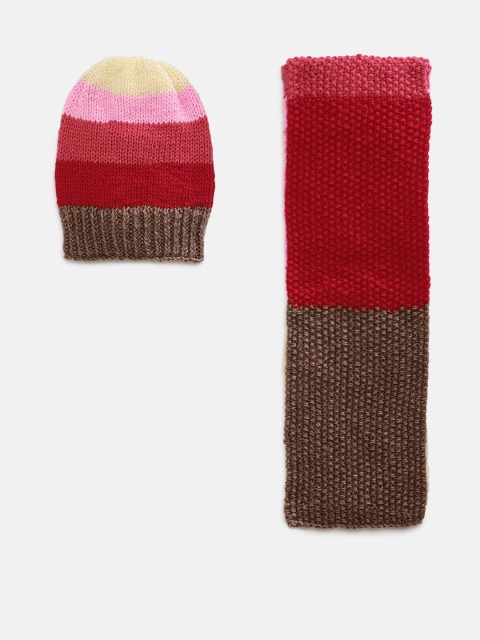 

Magic Needles Kids Multicolored Handmade Cap and Scarf Set, Multi