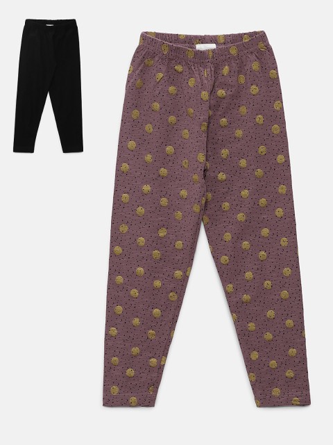 

RAINE AND JAINE Girls Pack Of 2 Black & Brown Leggings