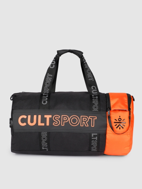 

Cultsport Unisex Black & Orange Printed Duffel Bag