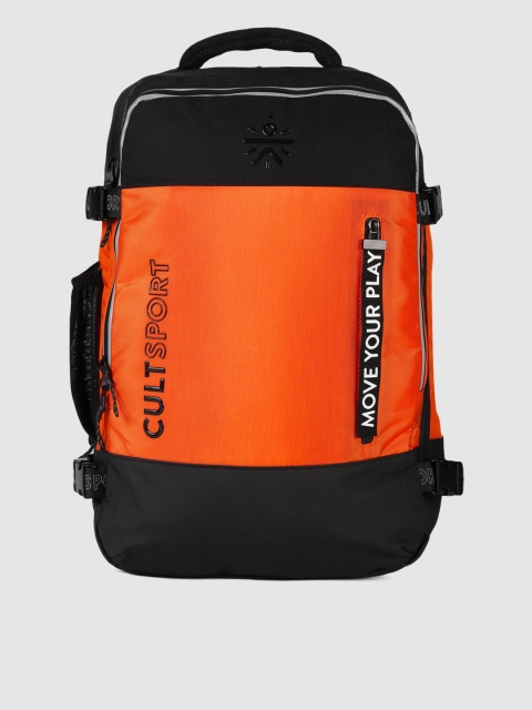 

Cultsport Unisex Orange & Black Colourblocked Backpack