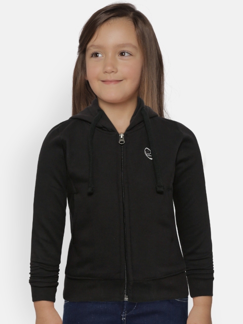 

Cayman Girls Black Solid Hooded Sweatshirt