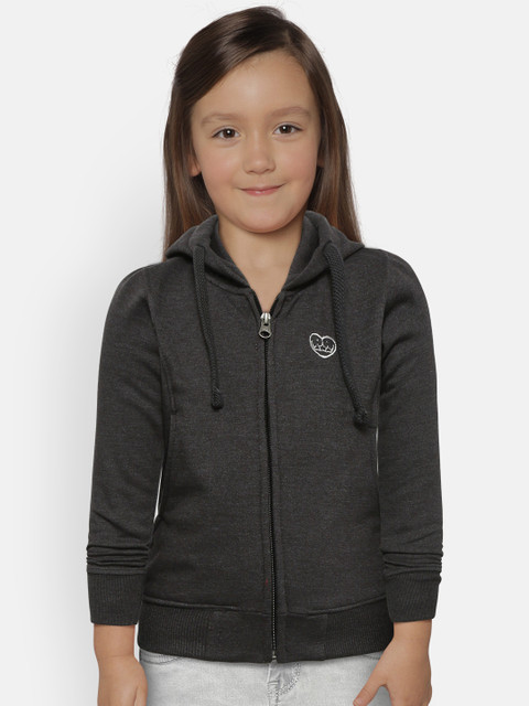 

Cayman Girls Charcoal Grey Solid Hooded Sweatshirt
