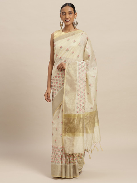 

Soch Beige & Pink Polycotton Embroidered Saree