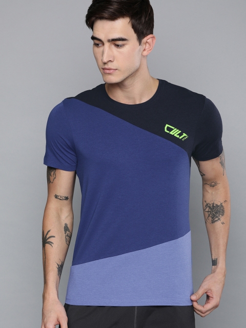 

Cultsport Men Navy Blue Colourblocked Round Neck T-shirt