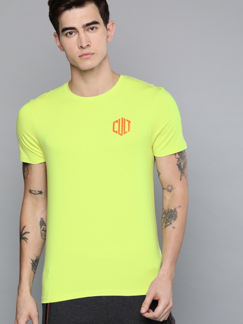 

Cultsport Men Lime Green Solid Round Neck T-shirt