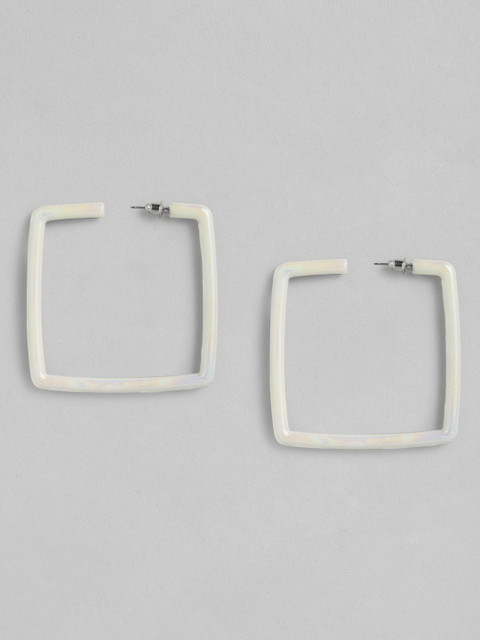 

justpeachy White Square Half Hoop Earrings
