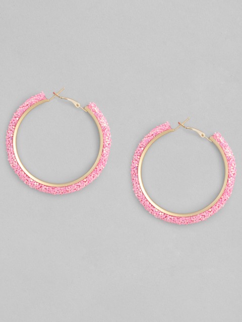 

justpeachy Pink & Gold-Toned Circular Hoop Earrings