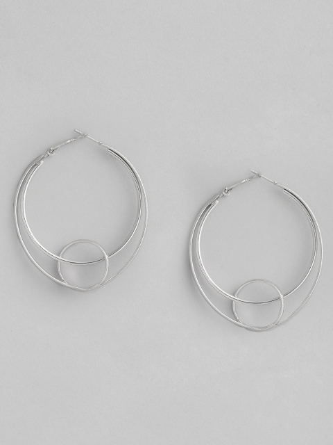 

justpeachy Silver-Plated Circular Hoop Earrings