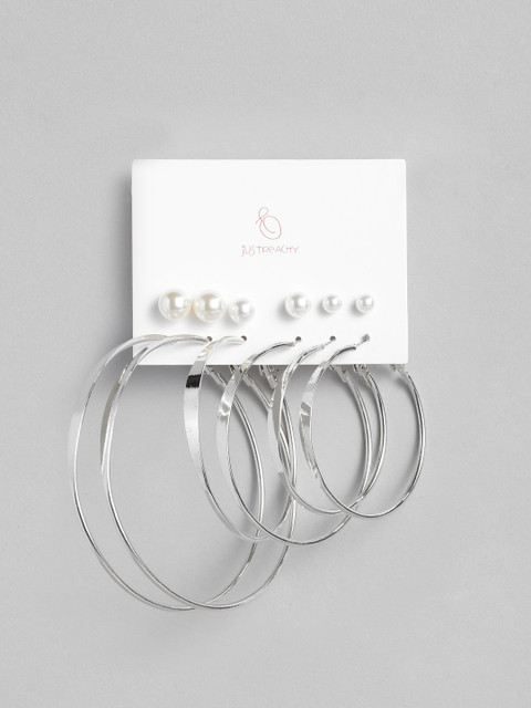 

justpeachy Set of 6 Silver-Plated Earrings