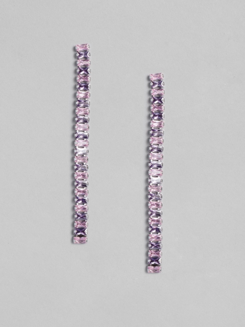 

justpeachy Purple & Pink 925 Sterling Silver-Plated Contemporary Drop Earrings