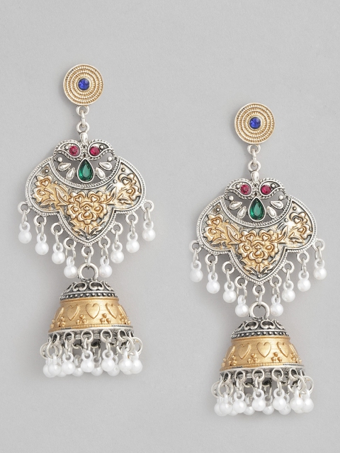 

justpeachy Gold-Toned Dome Shaped Antique Jhumkas
