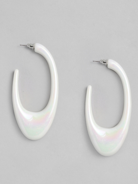 

justpeachy White Geometric Half Hoop Earrings