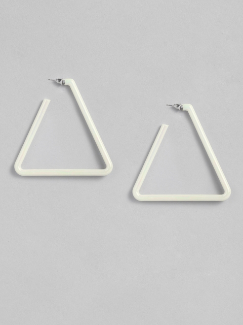 

justpeachy White Triangular Hoop Earrings