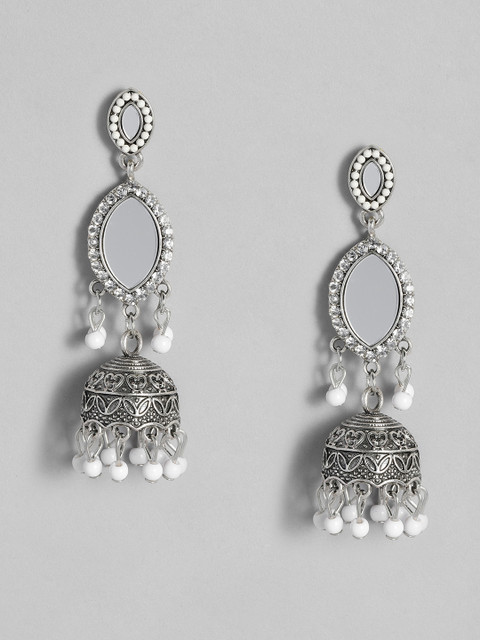 

justpeachy Silver-Plated Dome Shaped Jhumkas