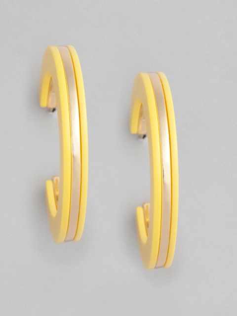 

justpeachy Yellow Gold-Plated Circular Half Hoop Earrings