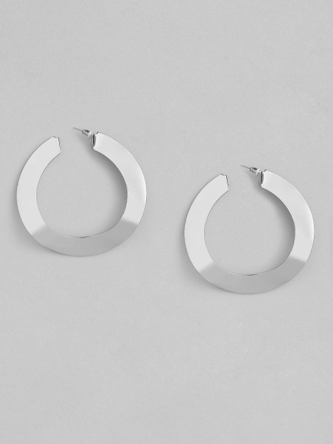 

justpeachy Silver-Plated Circular Half Hoop Earrings