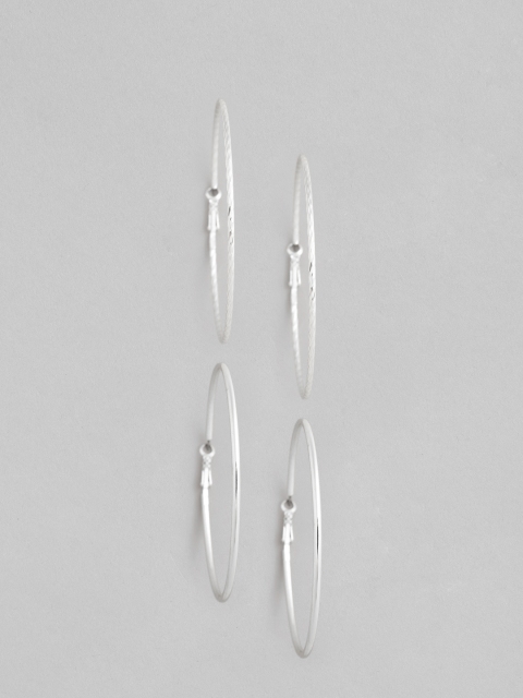 

justpeachy Set of 2 Silver-Plated Hoop Earrings