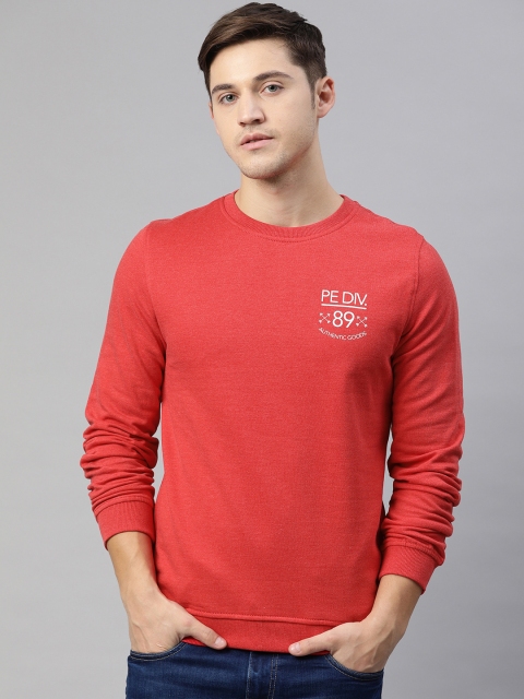 

Peter England Men Red Solid Sweatshirt