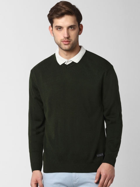

Peter England Men Olive Green Solid Pullover Sweater