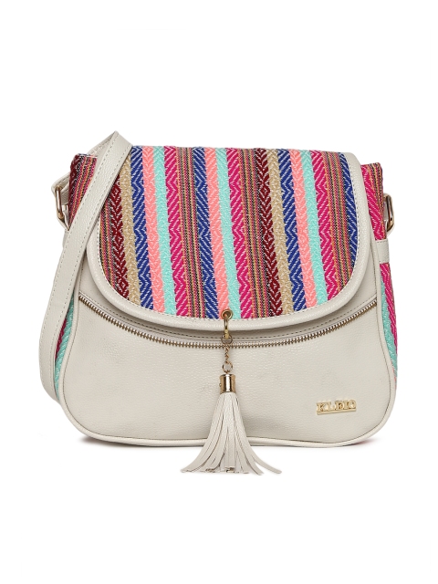 

KLEIO White & Pink Self Design Sling Bag