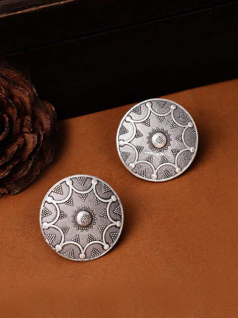 

Rubans Silver-Plated Circular Oxidised Studs