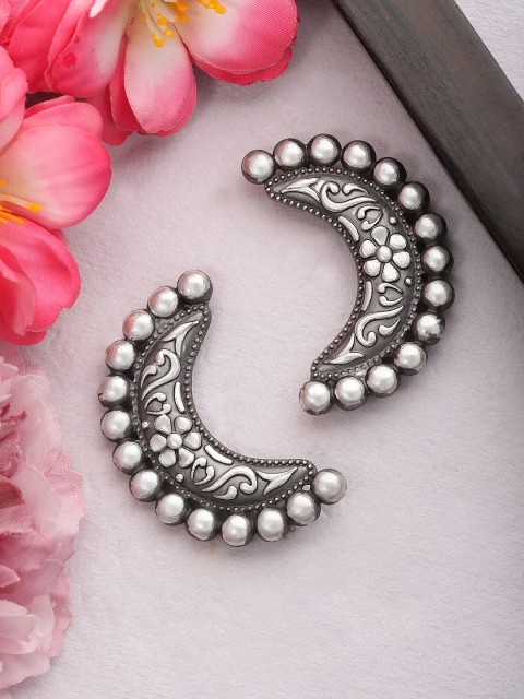 

Rubans Silver-Plated Crescent Shaped Oxidised Studs