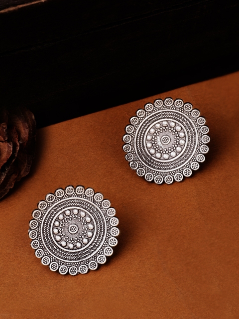 

Rubans Silver-Plated Circular Oxidised Studs