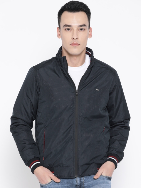 

Duke Men Navy Blue Solid Insulator Varsity Jacket