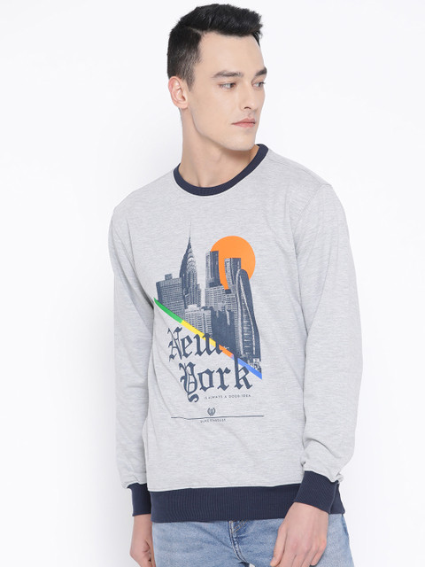 

Duke Stardust Men Grey & Navy Blue Printed Sweatshirt