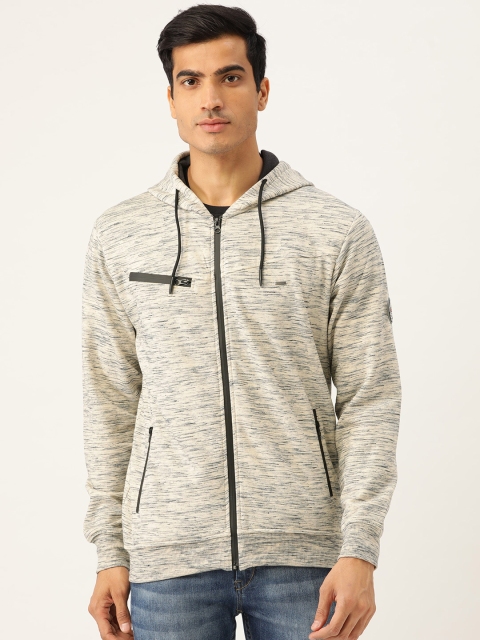 

Duke Men Off-White & Grey Self Design Hooded Sweatshirt