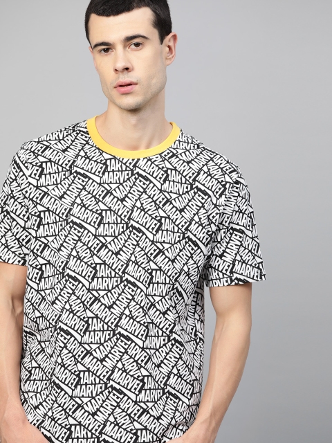 

Kook N Keech Marvel Men Black & White Marvel Printed Round Neck T-shirt