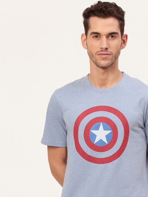 

Kook N Keech Marvel Men Blue Captain America Print Round Neck T-shirt