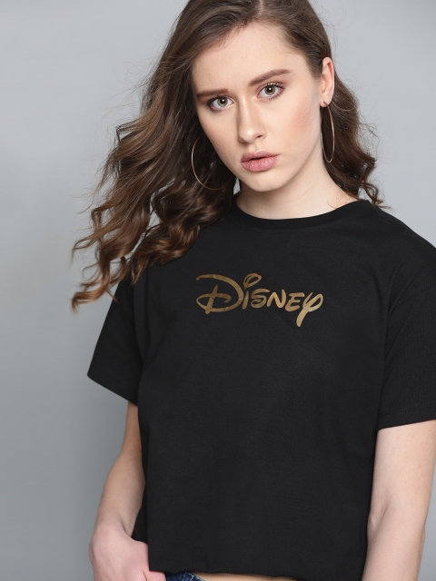 

Kook N Keech Disney Women Black Printed Round Neck T-shirt